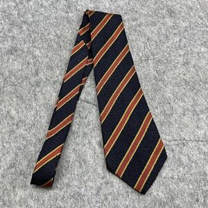 Ermenegildo Zegna Tie Mens Navy Red Yellow Regimental Stripe Silk Made in Italy